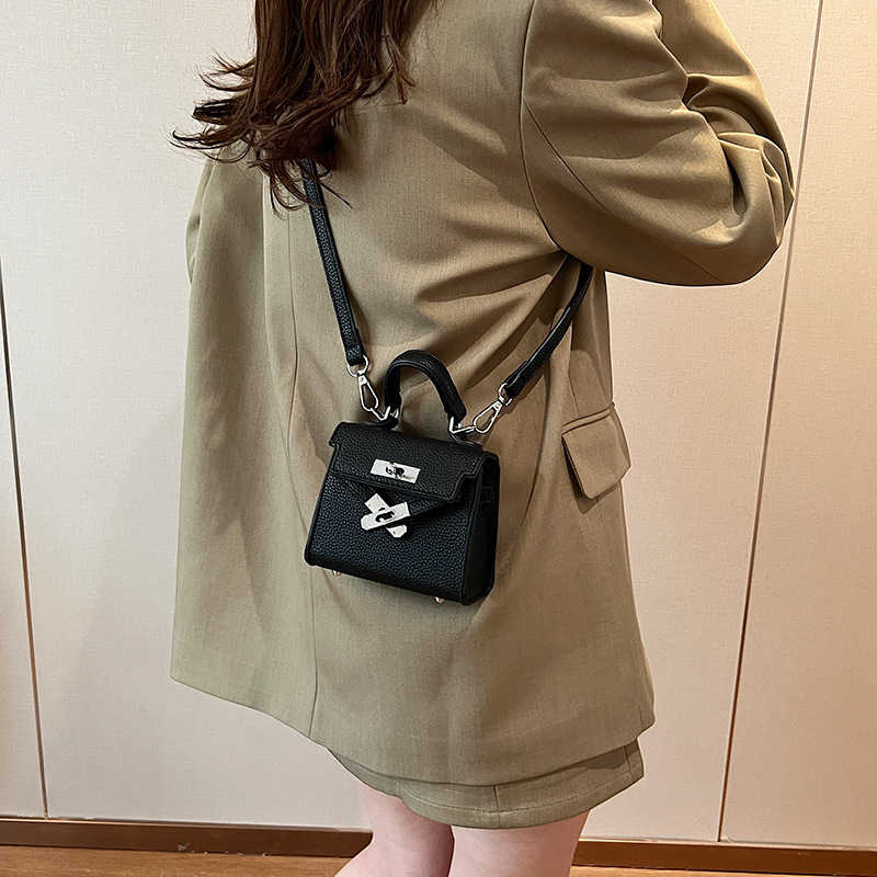 Cross-Border Mini Trendy Handbag New Versatile Kelly Small Square Bag Women's Lock Simple Shoulder Crossbody Bag