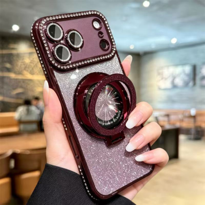 iPhone 18 Magnetic Stand Phone Case 17 Suitable for Apple 16 Promax Flash Diamond Anti-Fall Phone Case iPhone 18 Magnetic Stand Phone Case 17 Suitable for Apple 16 Promax Flash Diamond Anti-Fall Phone Case