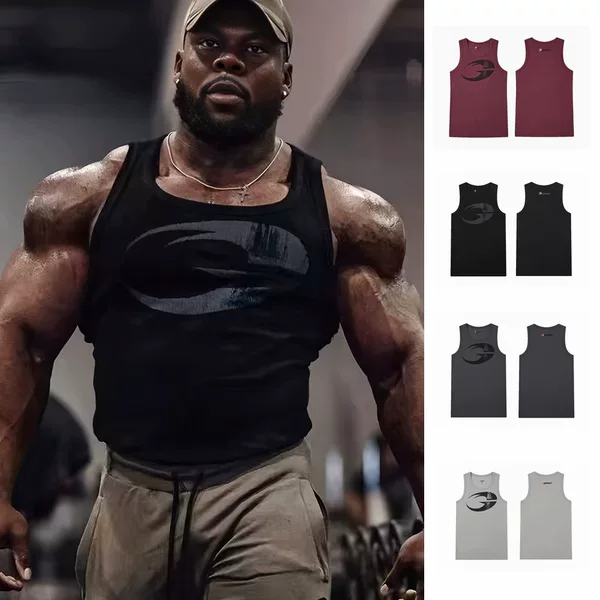 Gasp Summer Unparallel Fitness Bodybuilding Training Running Tight Ribbed High Elasticity Muscle Revealing European and American Exercise Vest