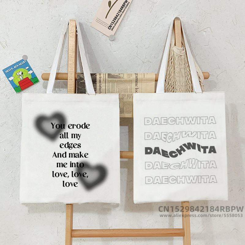 Kawaii Cartoon Alphabet 印花帆布包单肩包全球外贸手提袋购物袋