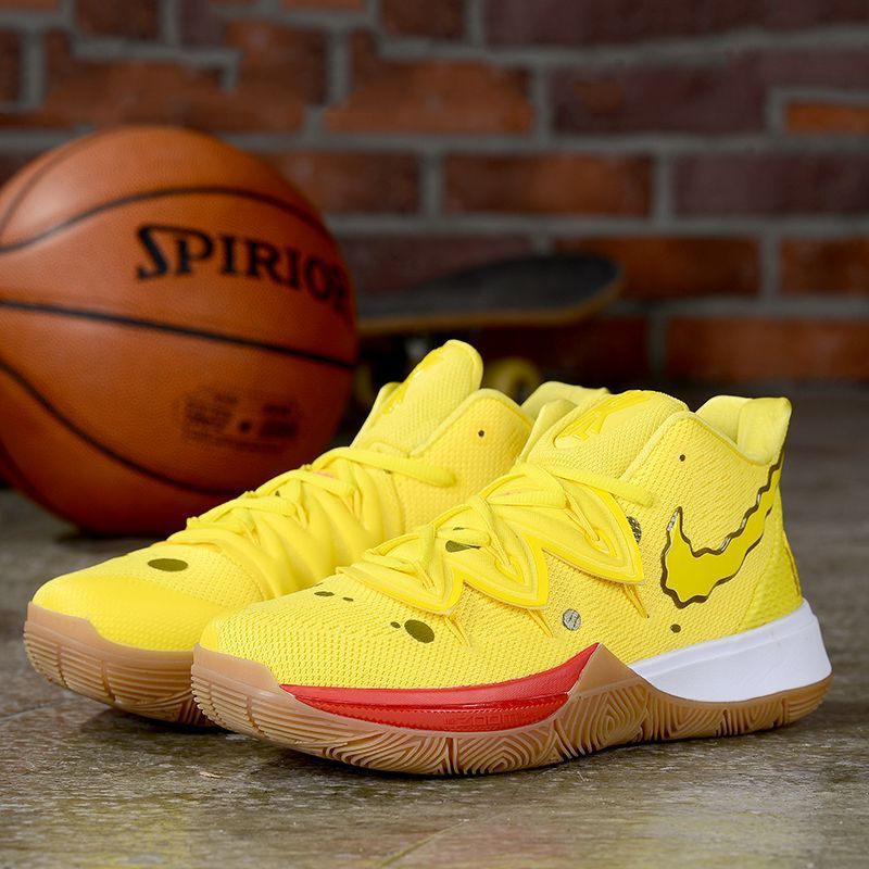 Kyrie 5Th Generation Basketball Shoes Spongebob Kyrie5 Smiley Face Air Cushion Practical Student Sports Shoes Men's and Women's Sneakers