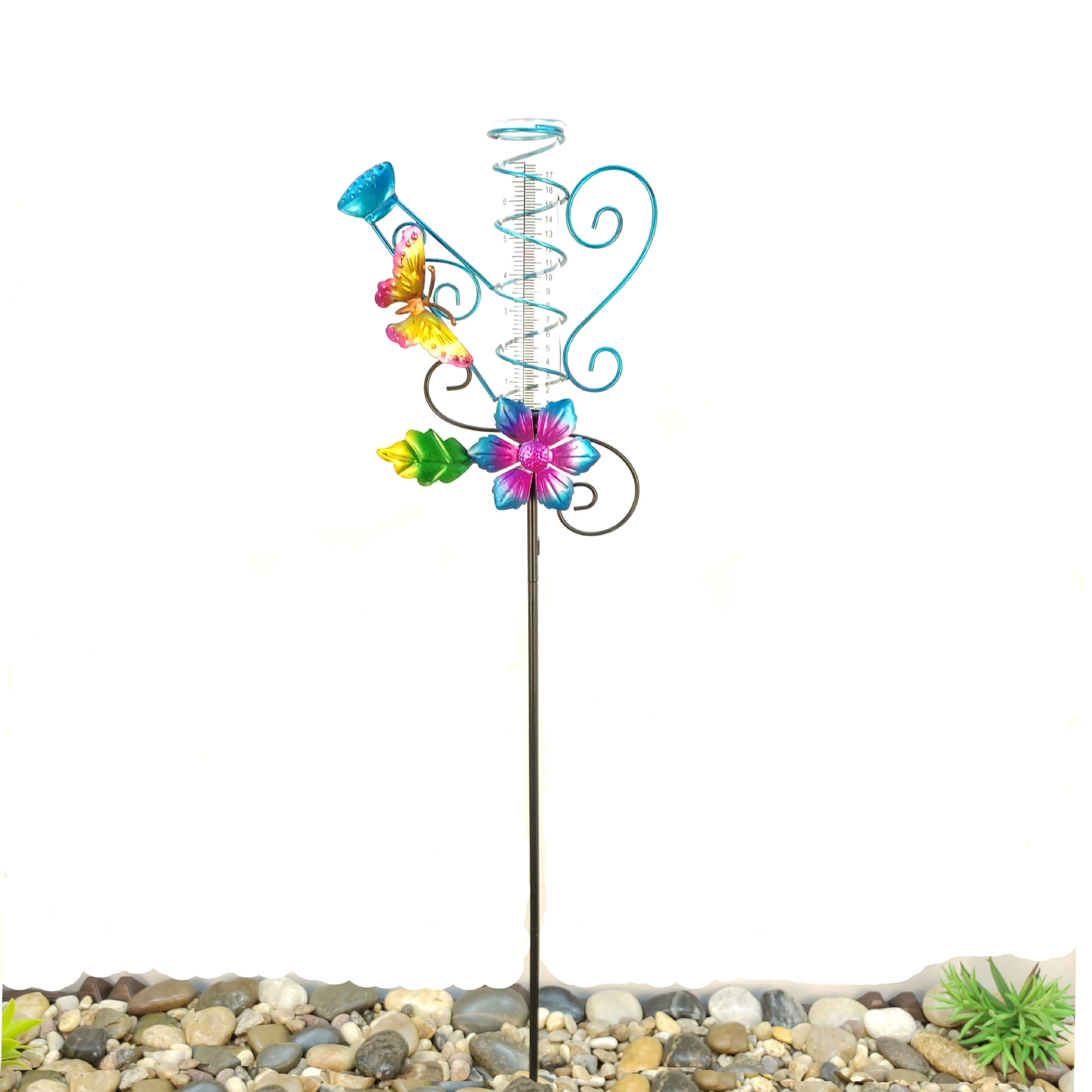 Солнечный Красочный Чайник Бабочка Дождевик Свет Открытый Двор Газон Солнечный Синий Чайник Дождевик Свет