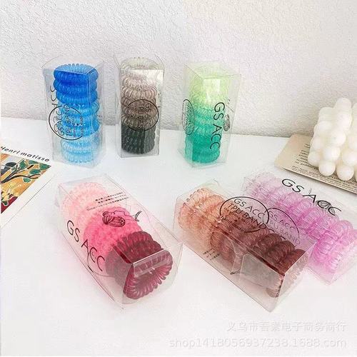 Gradient telephone wire hair band color boxed seamless hair tie candy color simple set hair rope headband hair accessories