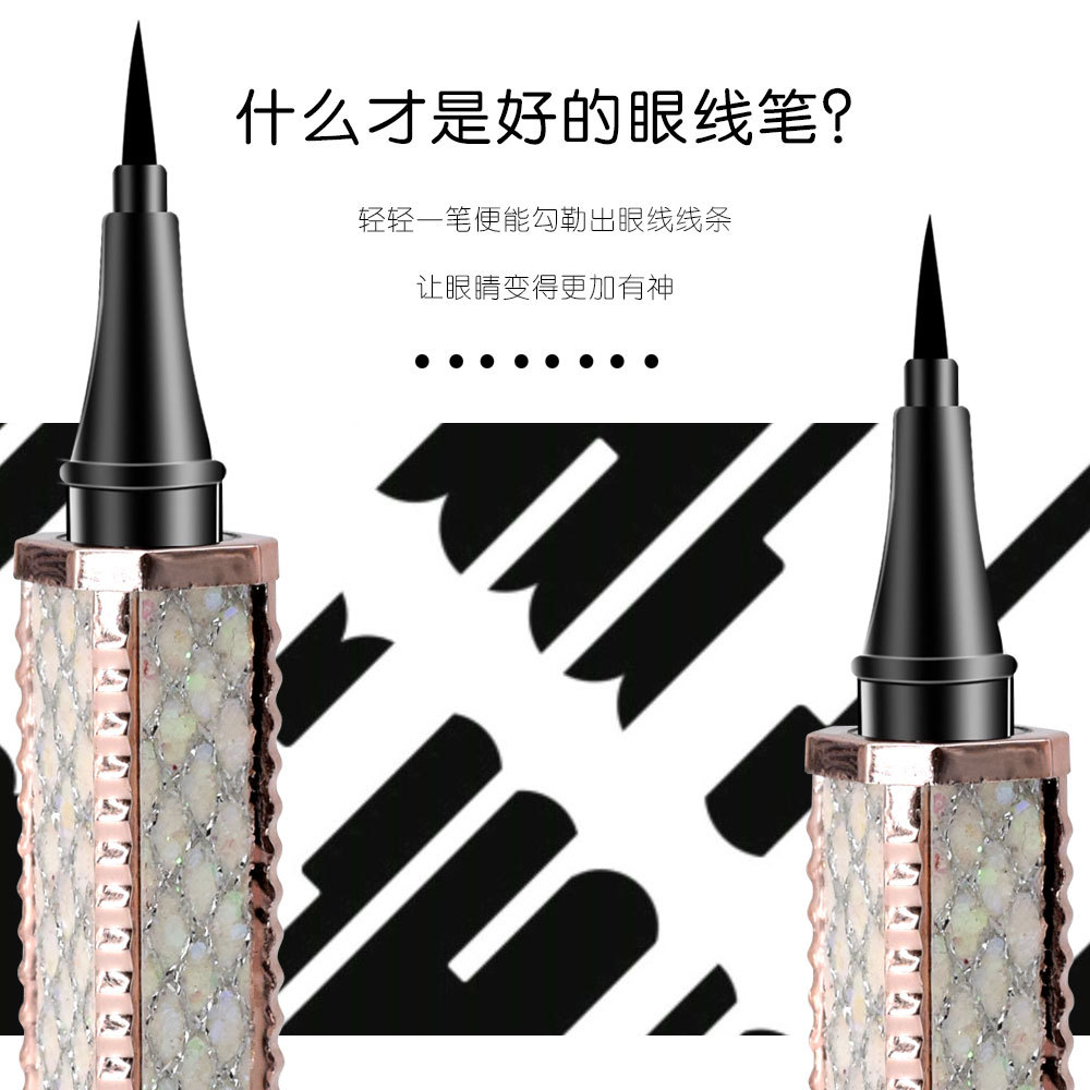 QIANXIU Sparkling Star Diamond Waterproof, oil-resistant, non-smudge Eyeliner, extremely fine tip, Smooth, quick-drying black eyeliner Liquid undefined