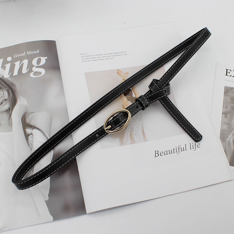 Retro Fashion Casual Simple Texture PU Small Belt Pin Buckle Thin Belt Knotted Girdle Student Skirt Thin Belt Women_voghion.com