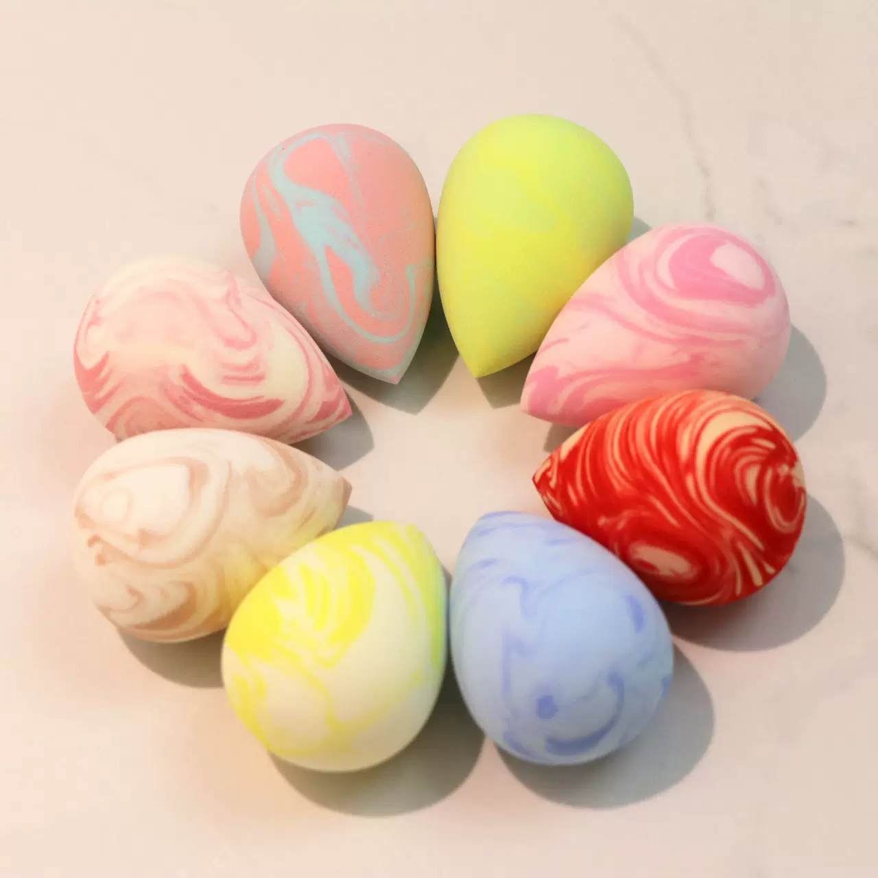 跨境粉底液专用三文鱼彩色美妆蛋超软不吃粉化妆工具粉扑干湿两用