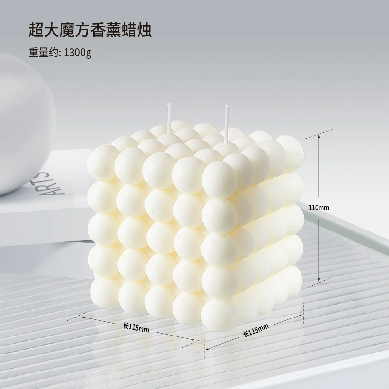 Aromatherapy candle handmade white geometric 40, nordic style decorative shapes