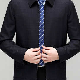 翻领爸爸装商务休闲大码正春秋外套2025男士羊毛夹克品牌新款中年