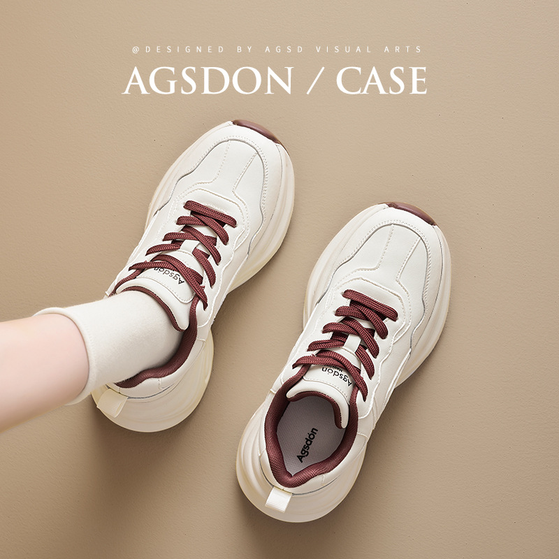 Augu Shi Deng zapatos para mujeres 2025 nueva primavera con suela gruesa pequeña zapatillas casuales blancas