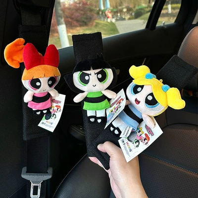 Car Seat Belt Shoulder Protector, Universal Car Anti-Wear Clothing for All Seasons, Cute Powerpuff Girls Car Protective Cover