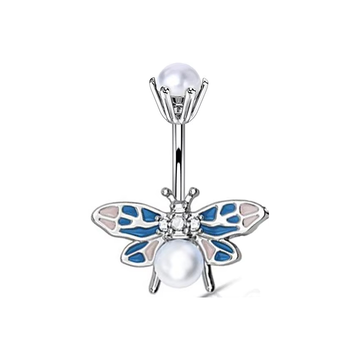 Piercing per ombelico in acciaio inossidabile multicolore in stile europeo e americano con farfalla e zircone_voghion.com
