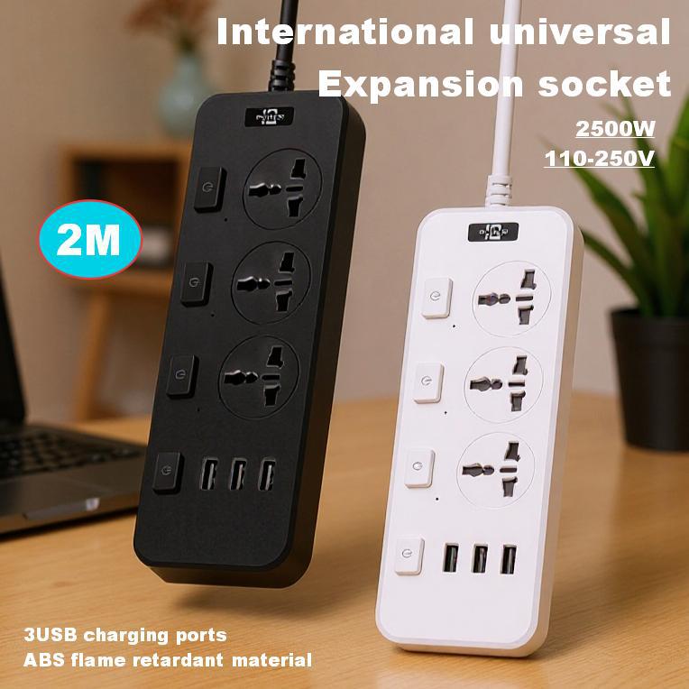 电源欧规泰式插座跨境美规排插家用USB插排带线10A英式插线板批发