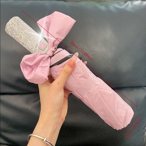 Diamond-encrusted 24-bone full-automatic umbrella women's diamond-encrusted sun umbrella sunscreen UV-protection folding umbrella for rain and shine