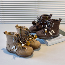 真皮儿童马丁靴牛皮小短靴2025秋冬新款女童低筒靴子男童德训单靴