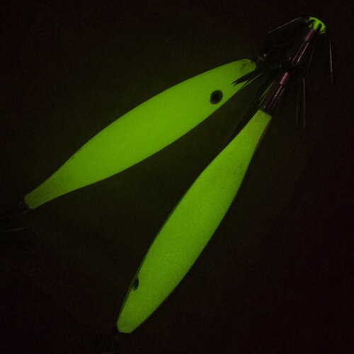 Cross-border 5pcs lure multi-color umbrella hook wooden shrimp fake bait luminous sea fishing 8cm mini luminous squid hook blowing barrel hook