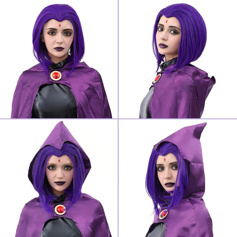 Cross-Border Anime Cosplay Wig Raven Crow Rachel Rose Purple Flip-Up Short Wig in Stock Cross-Border Anime Cosplay Wig Raven Crow Rachel Rose Purple Flip-Up Short Wig in Stock