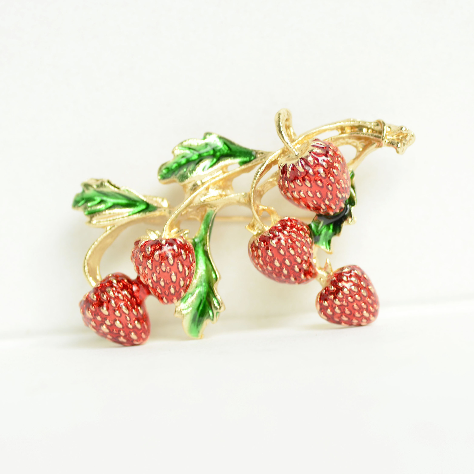 Aardbei broche emaille fruit speld trendy legering accessoire_voghion.com