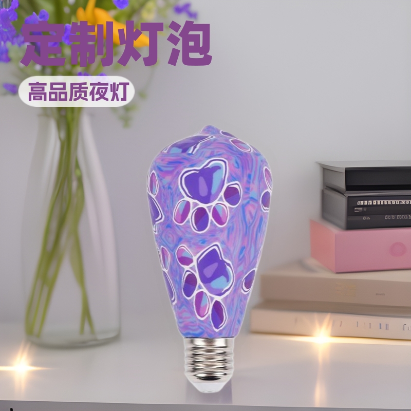 厂家批发st64复古软陶花朵装饰led贴片灯泡e27螺口温馨浪漫小夜灯