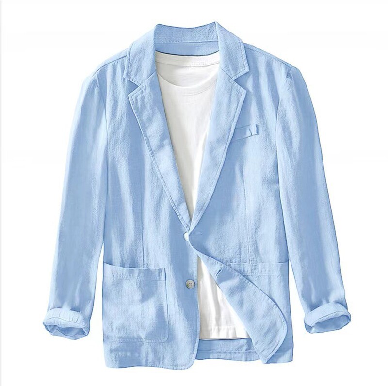Cross-Border Men's Clothing Amazon Hot-Selling Men's British-Style Suit Single-Layer Jacket Solid Color Cotton Casual Fashion Men's Top Cross-Border Men's Clothing Amazon Hot-Selling Men's British-Style Suit Single-Layer Jacket Solid Color Cotton Casual Fashion Men's Top