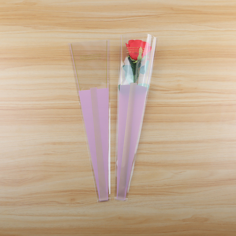 Bolsa de Plástico OPP para Ramo de Flores con Diseño de Corona y Rosa Individual para el Día de San Valentín, Venta al por Mayor