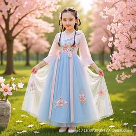 女童汉服襦唐装裙儿童古风演出服中国风童装连衣裙古装秋季女孩