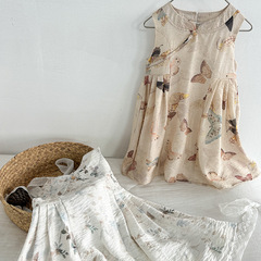 New Chinese style dress 2025 new style children's girls internet celebrity Chinese style flower butterfly printed dress