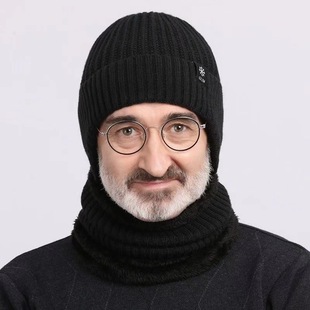 Thickened Warm Knitted Hat with Large Head Circumference, Winter Cycling Fleece-Lined Ear Protection Woolen Hat, Neck Warmer, Men's Youth Pullover Hat