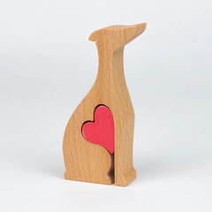 Small Dog Heart-Shaped Wooden Craft Ornament Home Decor Wooden Product Ornament Beloved Puppy Manufacturer Wholesale