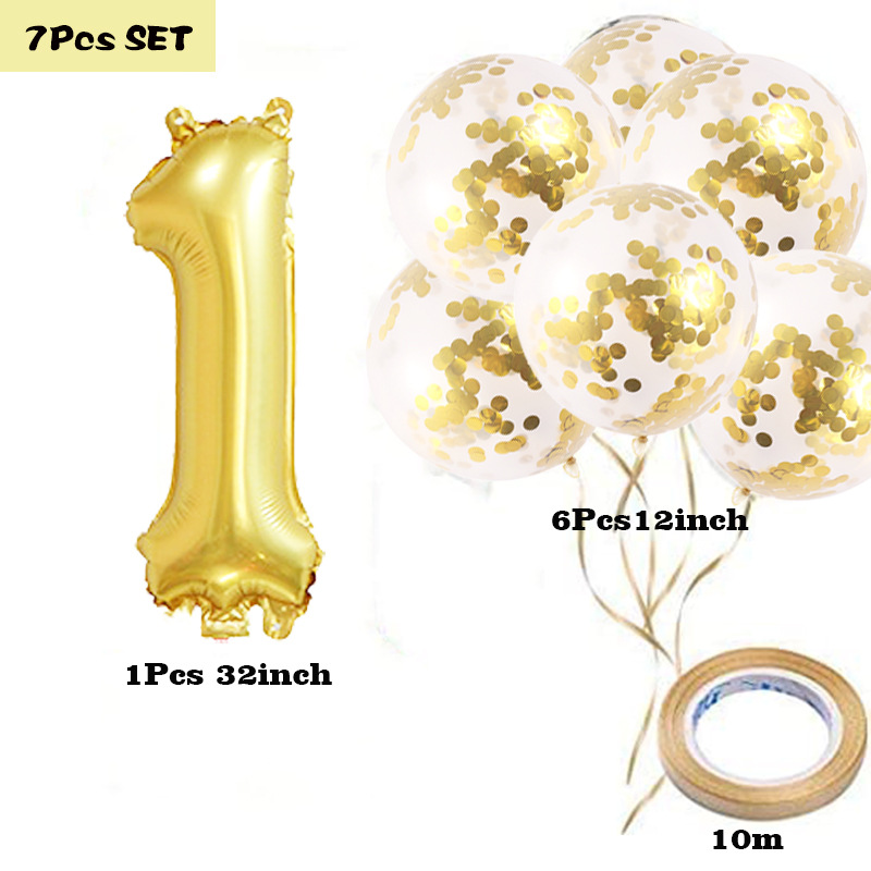 Globo de lentejuelas de confeti de 12 pulgadas Globo digital de papel de aluminio de 32 pulgadas Oro 0123456789 decoración de la fiesta de cumpleaños