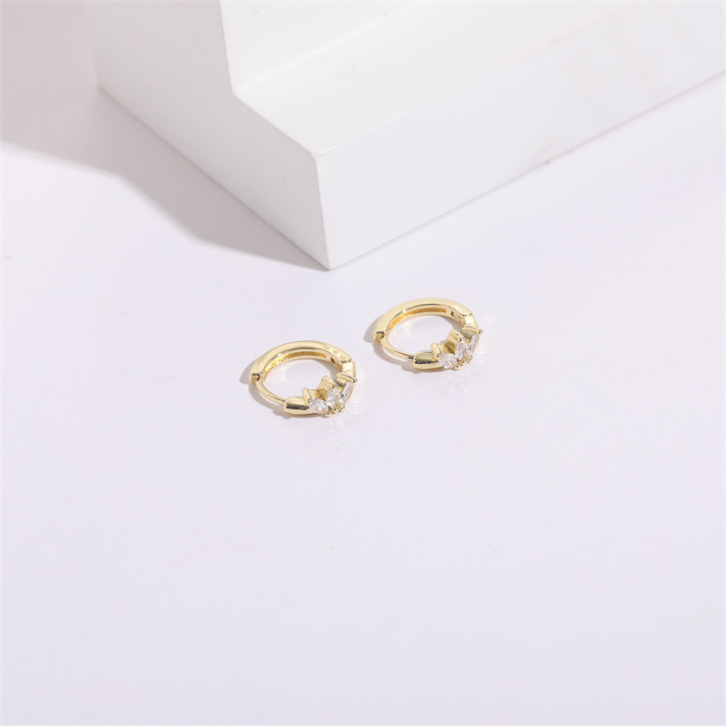 Fashion Flower Copper Inlaid Zircon Hoop Earrings 1 Pair