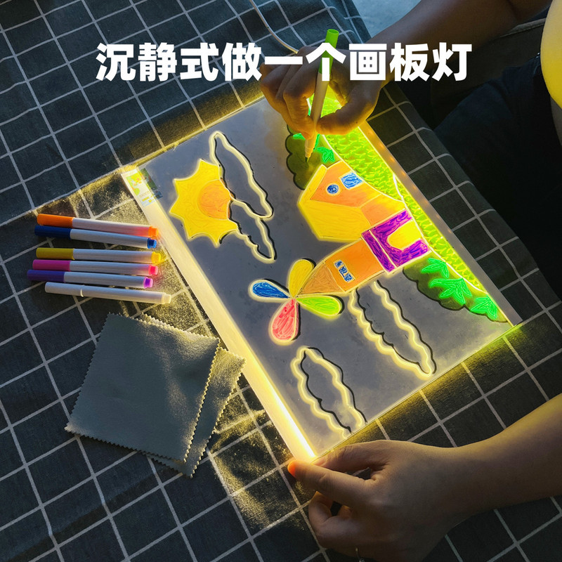 Cross-Border DIY Hand-Painted Drawing Board Light Material Kit Handmade Holiday Led Atmosphere Light-Up Writing Board Drawing Tool Set Cross-Border DIY Hand-Painted Drawing Board Light Material Kit Handmade Holiday Led Atmosphere Light-Up Writing Board Drawing Tool Set