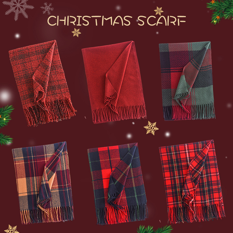 Inverno na moda novo cachecol de Natal cachecol versátil feminino high-end ano novo cachecol vermelho moda coreano quente xale_voghion.com