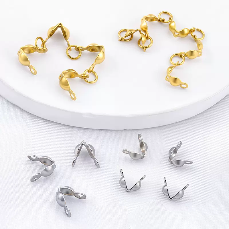 真空电镀金色包仔扣不锈钢DIY饰品配件 串珠项链手链收尾定位包扣