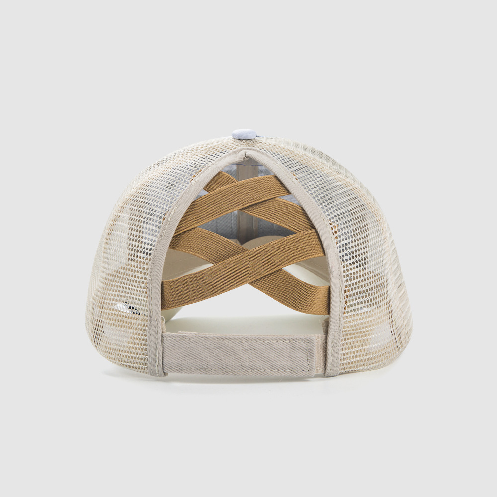 Simple Style Style Vintage Cow Pattern Cross Elastic Mesh Ponytail Peaked Cap Wholesale