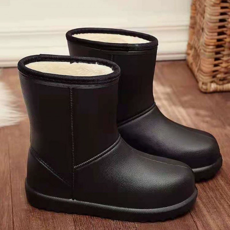 Водонепроницаемые зимние сапоги на флисовой подкладке, теплые хлопковые резиновые сапоги из ЭВА, автомойка, кухонная рабочая обувь, цельные сапоги