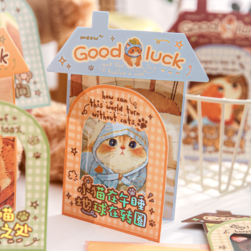 Tarjeta de felicitación de estilo lindo del Sr. Paper Miau Wang Lucky Town Series Mensaje de estudiante Deseos de cumpleaños Tarjeta de felicitación