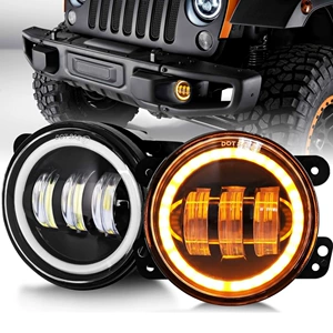 Avtomobil üçün 4 düymlük iki rəngli LED duman fənəri, Wrangler üçün yüksək parlaqlıqlı off-road işığı