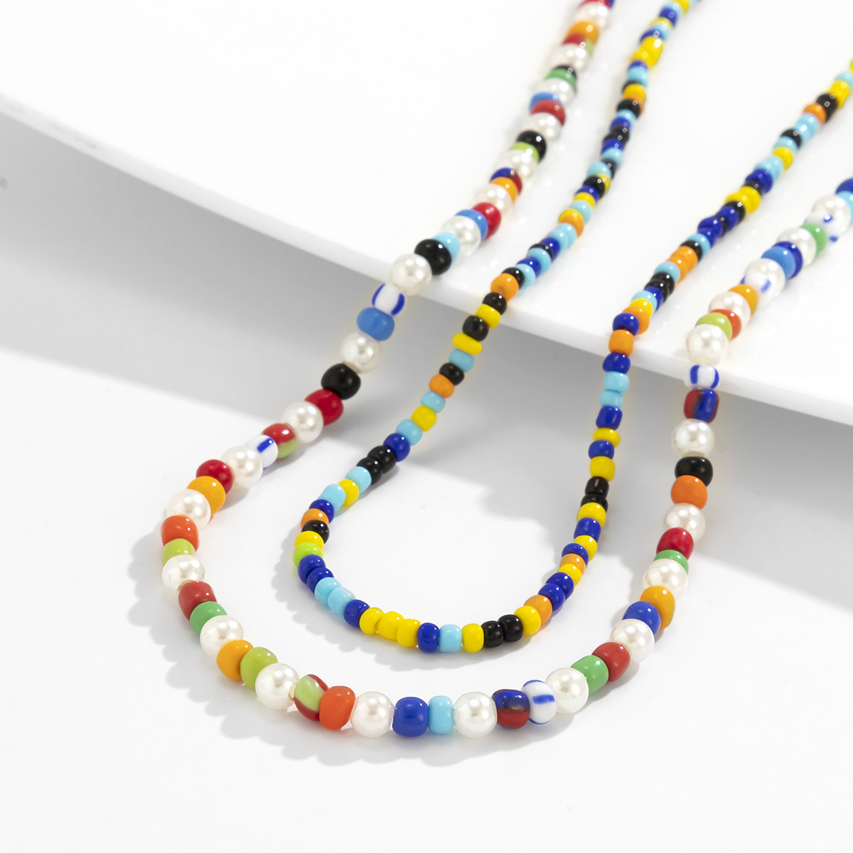 Collier Bohème Homme Avec Perles De Rocailles Multicolores_voghion.com