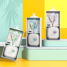 跨境热款 笑脸简约拉链收纳盒有线耳机 创意入耳式有线小耳机通用