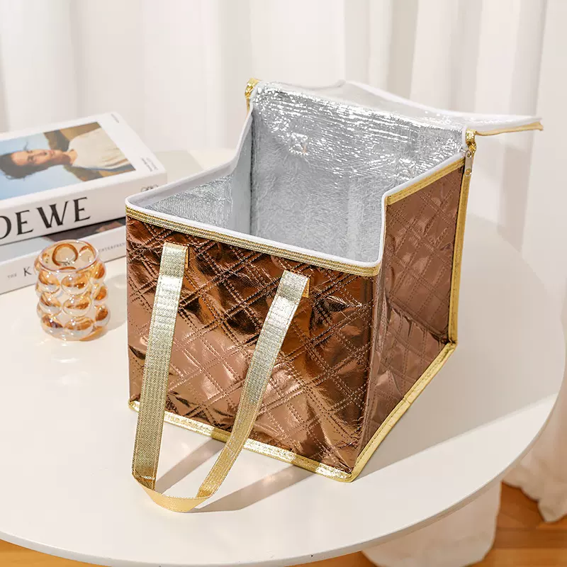 生日蛋糕外卖打包袋保温手提袋铝箔加厚一次性无纺布袋定制logo