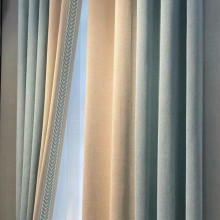 现代简约加厚雪尼尔无缝拼接窗帘卧室婚房客厅飘窗遮光小清新拼色