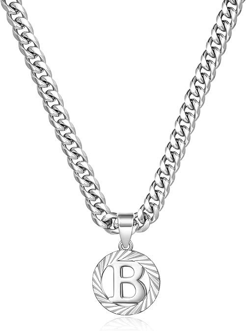 Collier cubain en or blanc, style européen et américain, 26 lettres, style clavicule, inaltérable. Bijou inaltérable._voghion.com