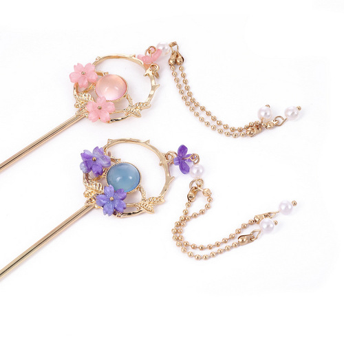 Hairpins, ancient metal, simple, modern hairpins, Hanfu tassels, ancient costume headwear hairpins, everyday hairpins for women
