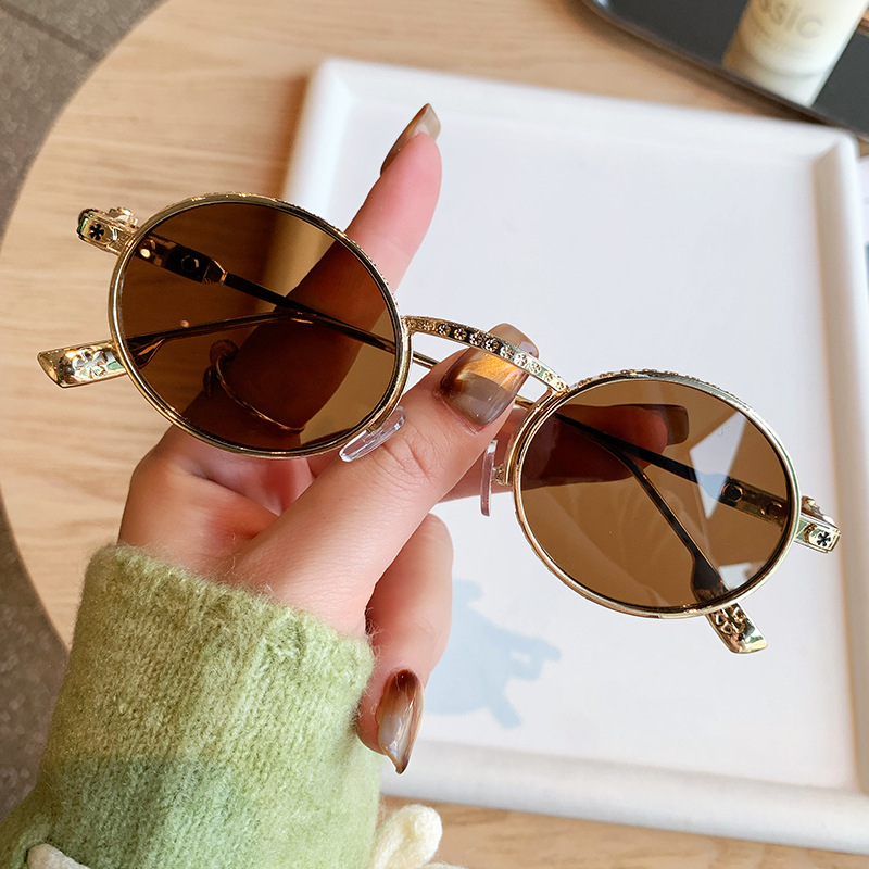 Women's Trendy Round Sunglasses Fashion Retro Small Frame Punk Street Style Glasses_voghion.com