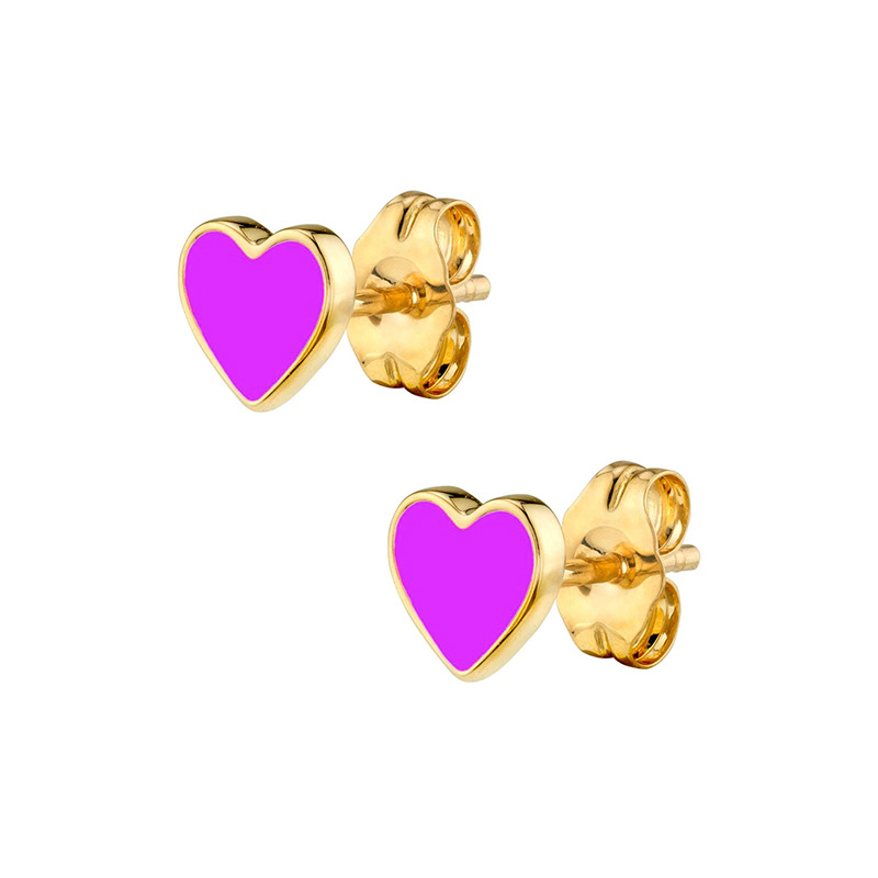 Boucles D&#39;oreilles En Forme De Coeur Époxy Multicolores Simples Boucles D&#39;oreilles Sauvages Compactes display picture 7