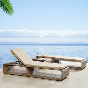 Outdoor Lounge Chair Balcony Courtyard Outdoor Villa Swimming Pool Beach Chair Open-Air Terrace Waterproof Leisure Rattan Bed