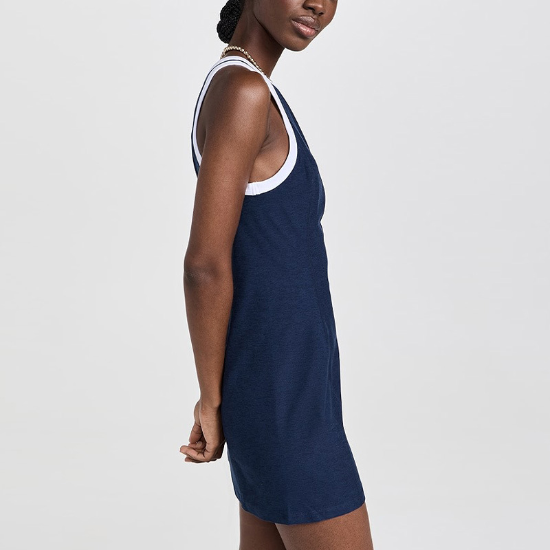 Cross-border European and American Sleeveless Outdoor Tennis Skirt Women's Slim-fit Yoga Wear with Chest Pad Slimming Anti-glare Sports Fitness Wear