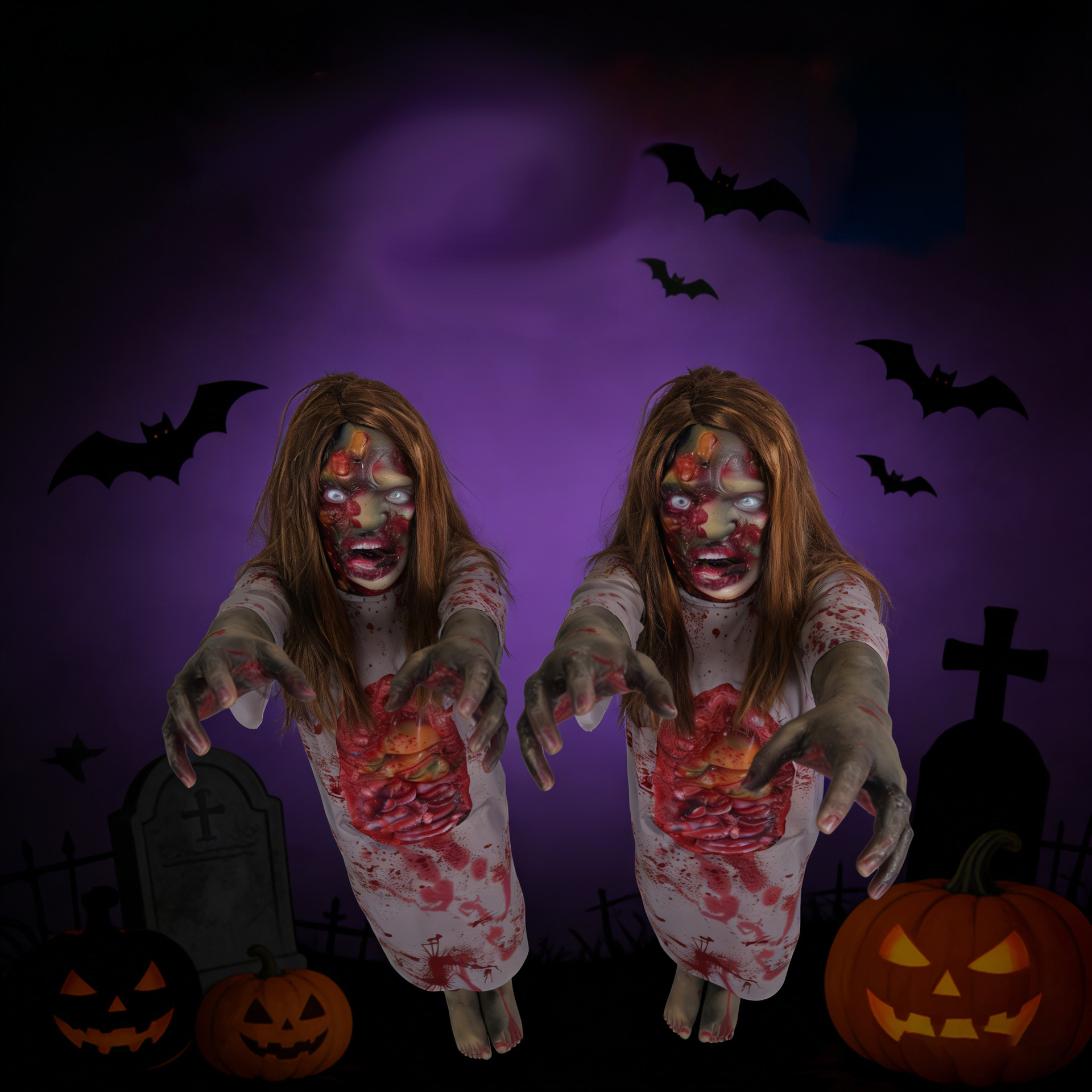 Cadáver Colgante de Simulación para Halloween 140x35 cm Látex para Casas Embrujadas y Fiestas