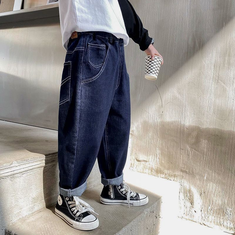 子供服、男の子ジーンズ、子供秋パンツ、春秋中型男の子ハンサムトレンドパンツ、ハンサムストリートパンツ|undefined
