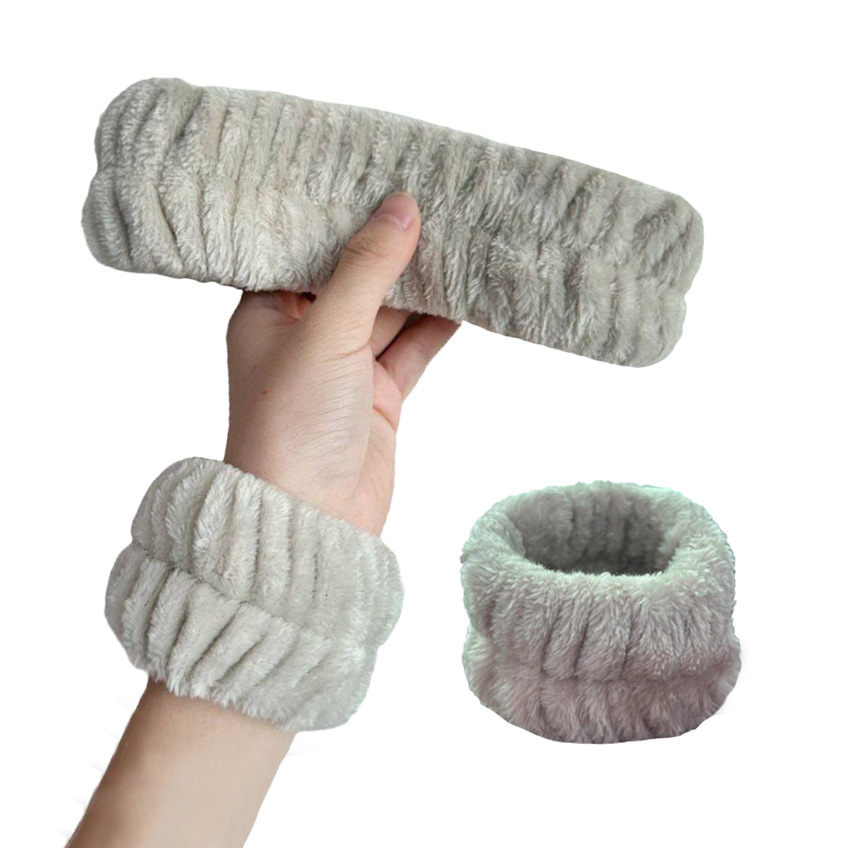 Lavado de cara de felpa, muñequera, lavado, manga a prueba de humedad, artefacto, franela para niñas al por mayor, fuerte absorción de agua, lazo para el cabello de muñeca simple